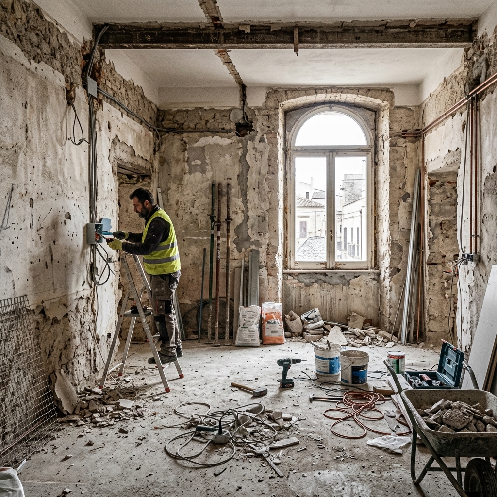 Cantiere e lavorazione prima della ristrutturazione